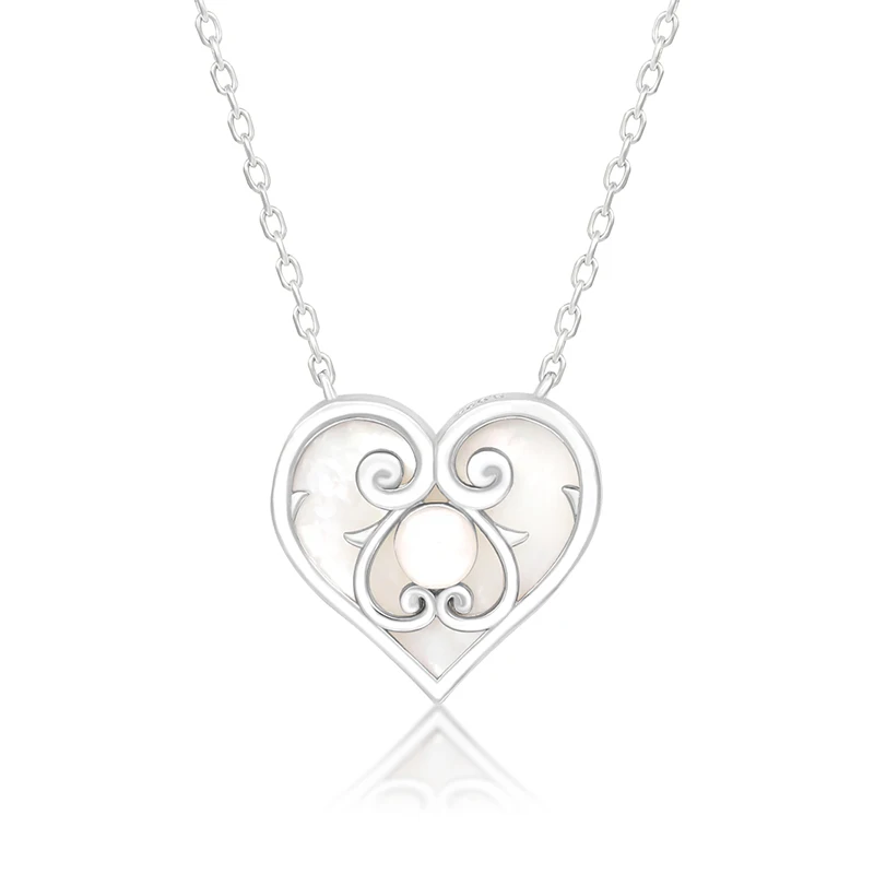 2021 New Trend 925 Sterling Silver LOVE Hip-hop Jewelry Gifts Retro Oval Natural Precious Pearl Shell Pendant Necklace for Woman 