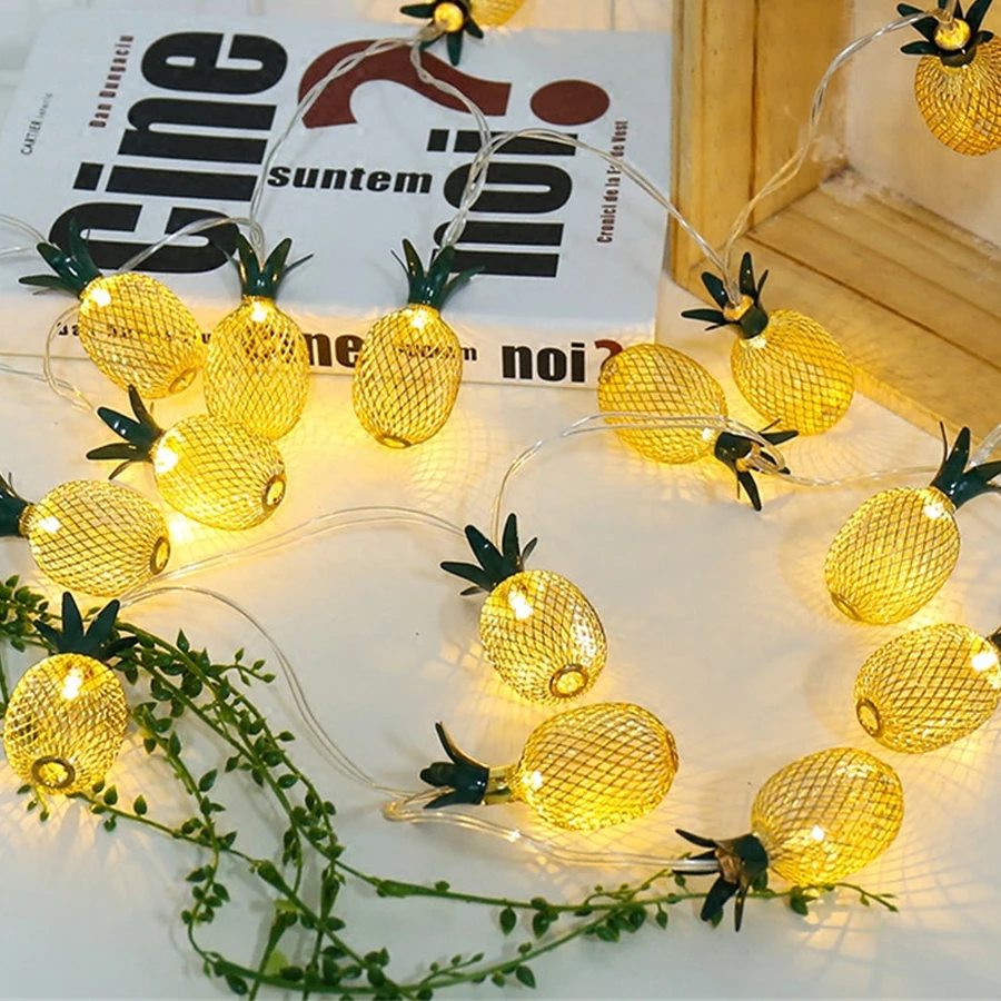 

Thrisdar 3M 20LED Metal Pineapple Fairy String Light Battery Operated Pineapple Fruit Garland Light Bedroom Party Wedding Light