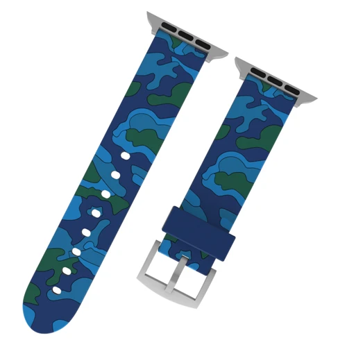 double blue Силиконовый ремешок для Apple watch 5, 4, 44 мм, 40 мм, Iwatch 3, 2, 42 мм, 38 мм, камуфляжный браслет, аксессуары для часов - Цвет ремешка: double blue