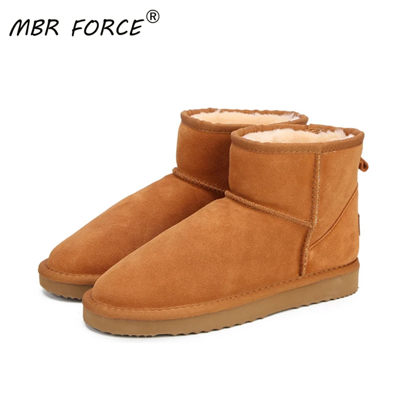 Winter Boots Woman Shoes Warm Australia Mbr-Force Women Large-Size Genuine-Cowhide-Leather