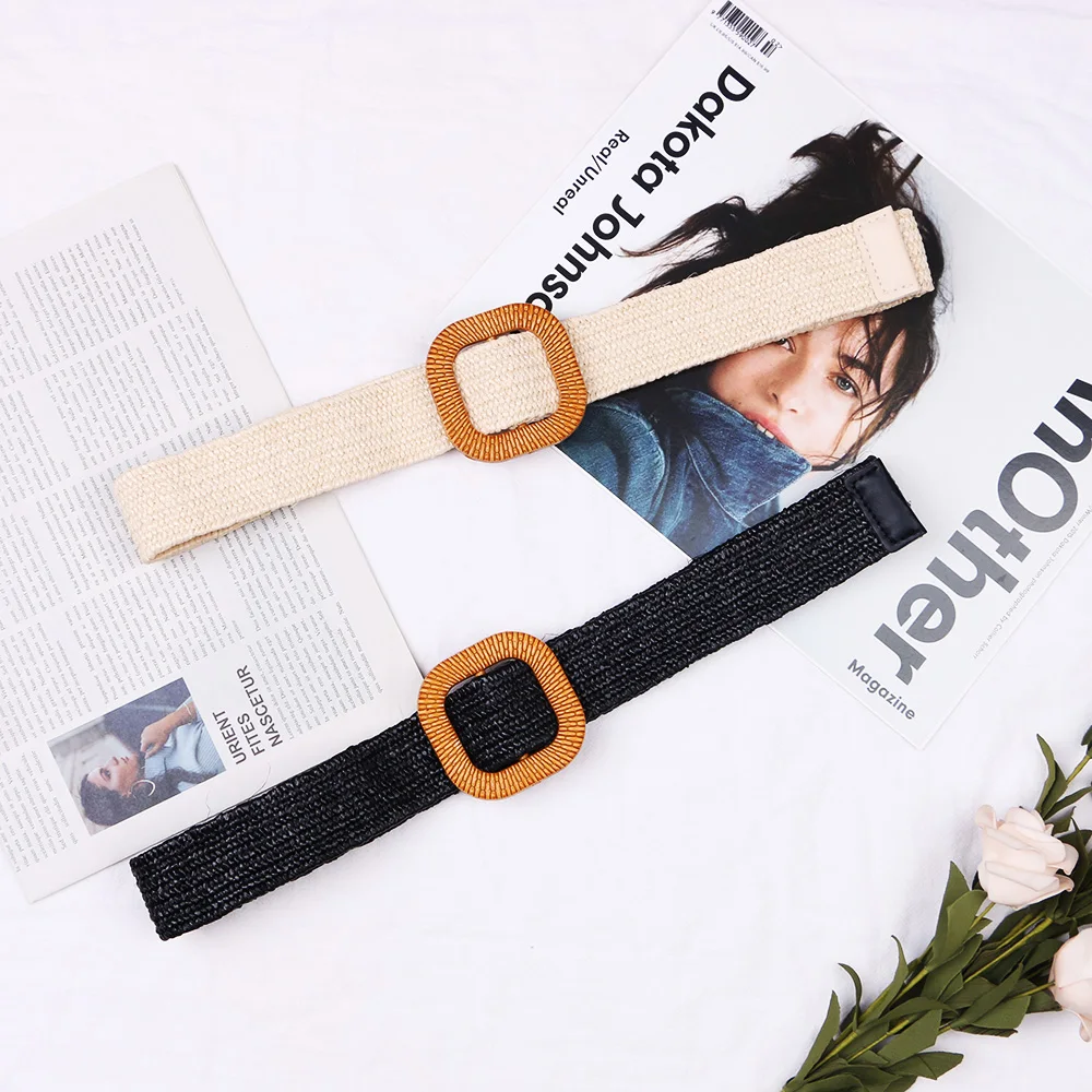 

Ремень с пряжкой Женский, гладкий эластичный пояс бежевого и черного цвета, с винтажной пряжкой, украшение для платьев и одежды