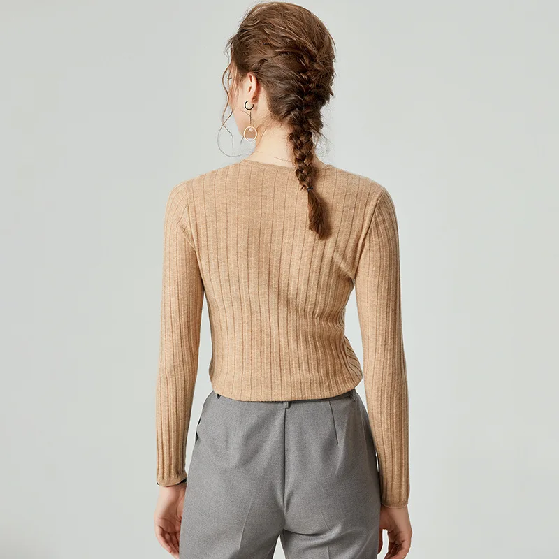 SuyaDream woman Wool sweaters 100%Wool V neck