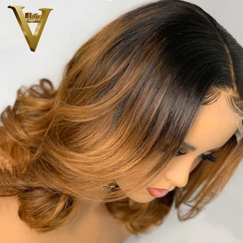 

13x6 Lace Front Wig Brazilian Remy Wavy Ombre Honey Blonde Brown Lace Front Human Hair Wigs For Women 360 Lace Frontal Wig 150