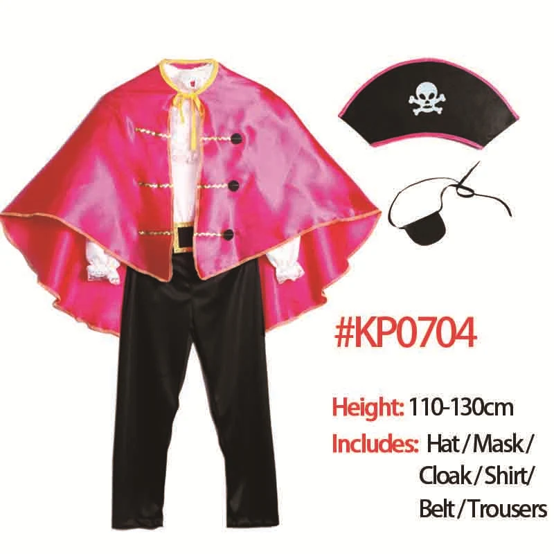 Fuchsia Set B Детский Пиратский костюм, костюм на Хэллоуин для маленьких мальчиков, лучший костюм, вечерние костюмы - Цвет: Fuchsia Set B