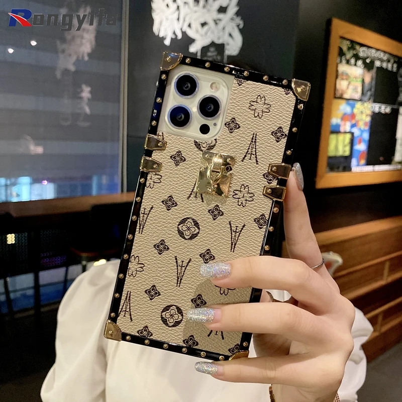Fashion Square Leather Phone Case For Samsung Galaxy S10 S8 S9