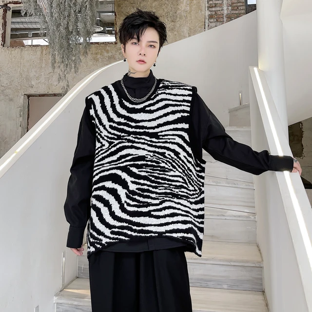 Zebra Pattern Unisex Knitted Pullover Vest 1