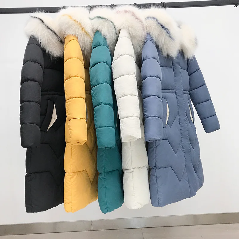 Новая осенне-зимняя одежда до колена в длинном стиле Корейская версия пуховой хлопковой стеганой куртки с поясом для женщин 810
