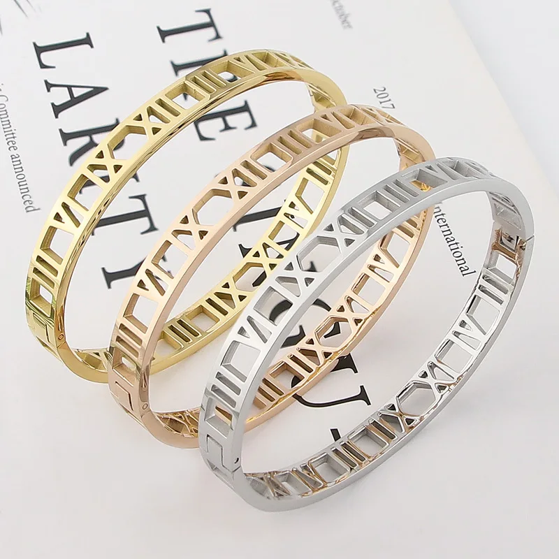 3pcs Luxury Titanium Steel Roman Numeral Men's Bracelet from Black Diamonds  New York