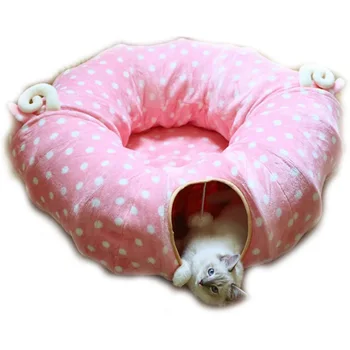 

Cat Tube and Tunnel with Central Mat for Cat Dog, Soft Mink Cashmere and Full Moon Shaped, Length 130cm