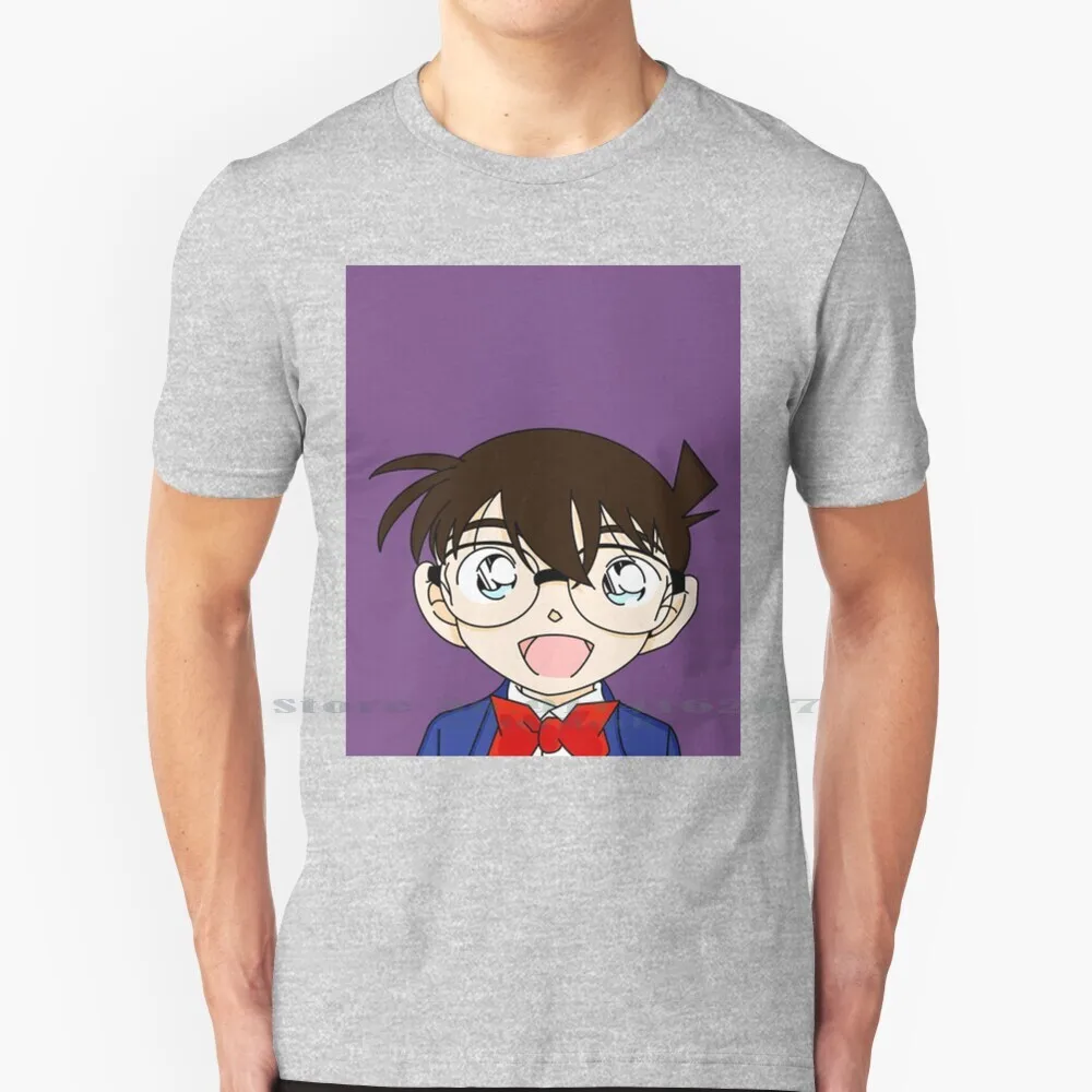 Maglietta Detective Conan 100% Puro Cotone Detective Conan Custodia Grigia Chiusa Simichi Kudo Anime Manga