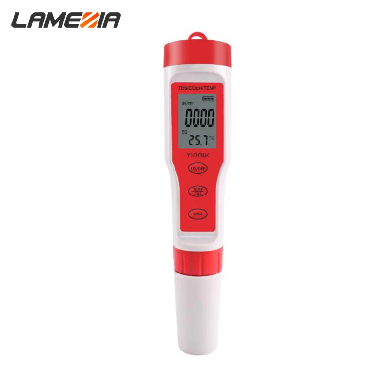

LAMEZIA 4 In 1 PH/TDS/EC/Temperature Digital Display Meter Water Quality Monitor Tester For Pools, Drinking Water, Aquariums