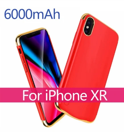 Большой емкости powerbank чехол для Apple IPhone X XS XR XS аккумулятор max зарядное устройство чехол batterie externe зарядный чехол крышка батареи - Цвет: XR 6000mAh red