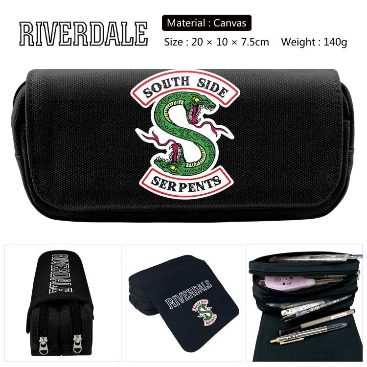 Riverdale-estuche de lápices para Cosplay, bolsa para estudiante de papelería, bolsas para bolígrafos de lona, bolsa de maquillaje para cosméticos, regalo