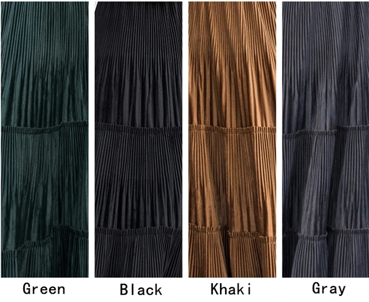 Colorfaith женские юбки осень зима повседневные плиссированные винтажные однотонные разноцветные Бархатные расклешенные длинные юбки с высокой талией SK813