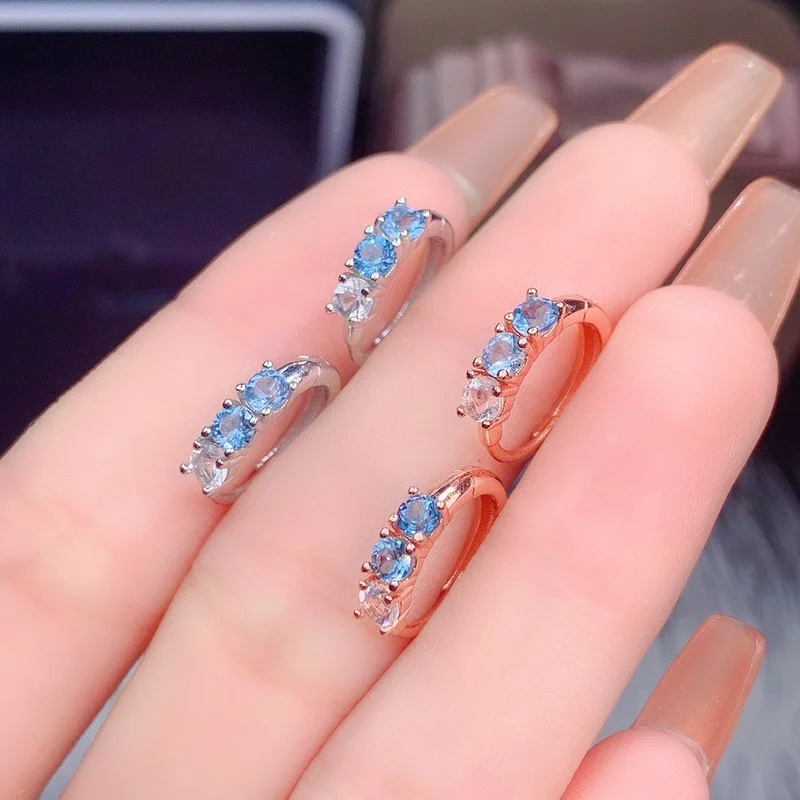 

Blue Topaz Drop Earrings Classic Style for Women Anniversary Gift Gemstone Fine Jewelry Real 925 Soild Sterling Silver