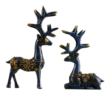 

2pcs Car Home Decoration Elk Figurine Miniature Garden Decor Cute Deer Car Interior Ornament Souvenirs Car Styling
