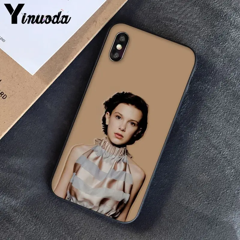 Yinuoda Millie Bobby коричневый узор ТПУ Мягкие аксессуары для мобильного телефона чехол для iPhone 8 7 6 6S Plus 5 5S SE XR X XS MAX - Цвет: 8