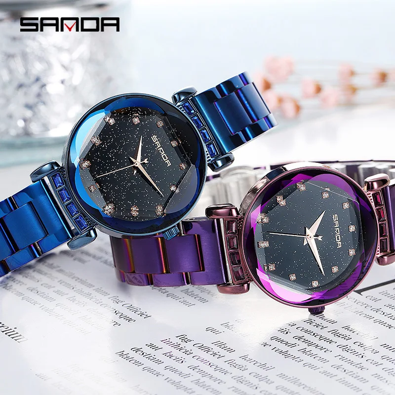 

2018 New Style SANDA Star Watch Fashion Network Red-WOMEN'S Watch Waterproof Steel Belt Man-made Diamond Students Quartz Watch