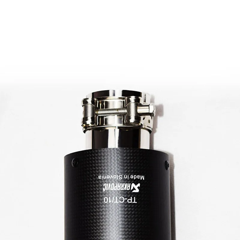 

Akrapovic Plain Weave Glossy Carbon Car Exhaust System Muffler Plain Tip Tail Pipes Universal Straight Silver Stainless Steel