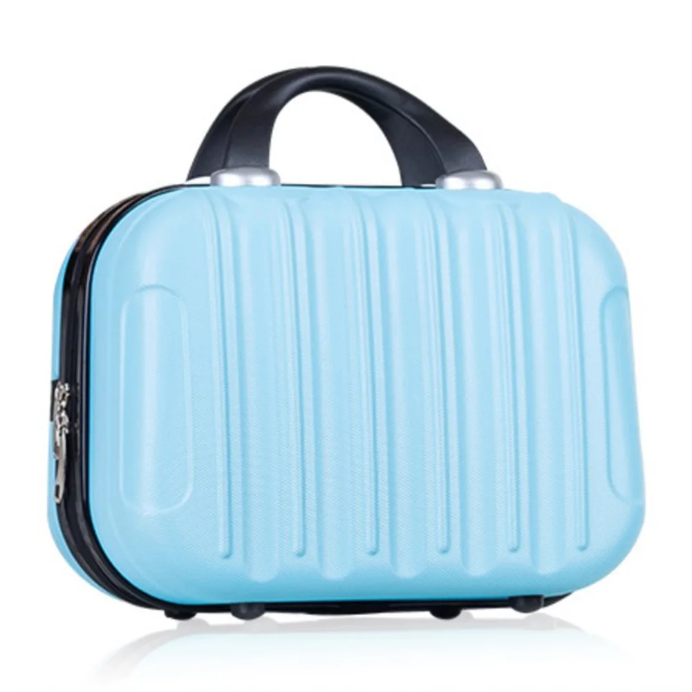 Goedkoop 14 Inch Verticale Gestreepte Koffer Case Hard Cosmetische Bag Carrying Anti Druk Reizen Abs Kleine Solid Praktische Met Riem