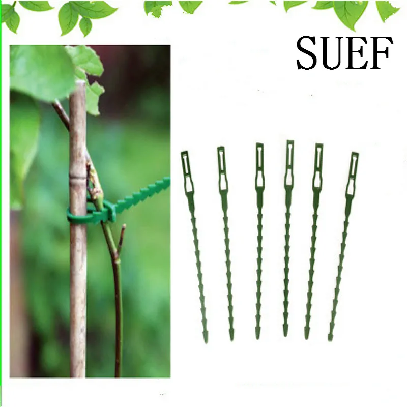 SUEF 10 шт./лот, регулируемые пластиковые кабельные стяжки для растений, многоразовые кабельные стяжки для сада, дерева, скалолазания, поддержка@ 2