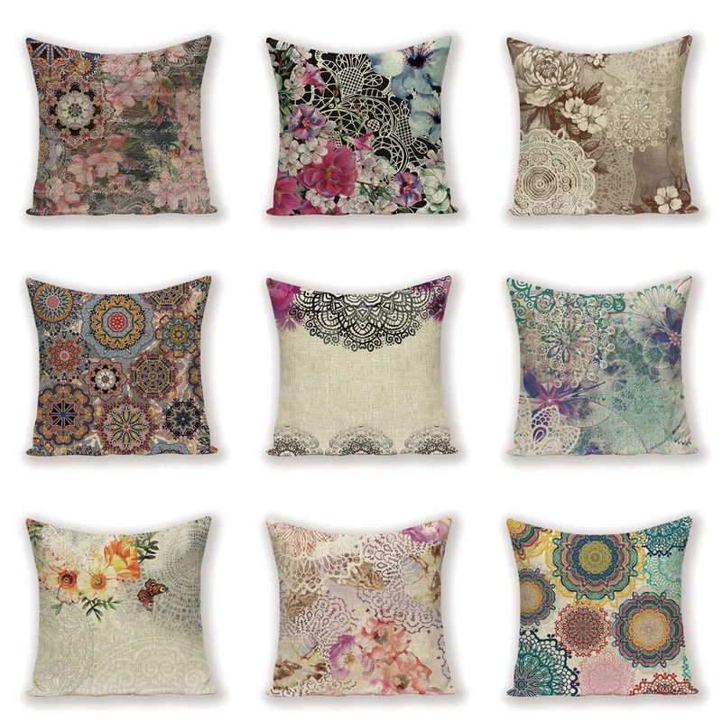 buy Retro Mandala Pillow Case Vintage Boho Decorative Cushion Cover Flower Floral Throw Pillows Cases Home Sofa Cushions Covers