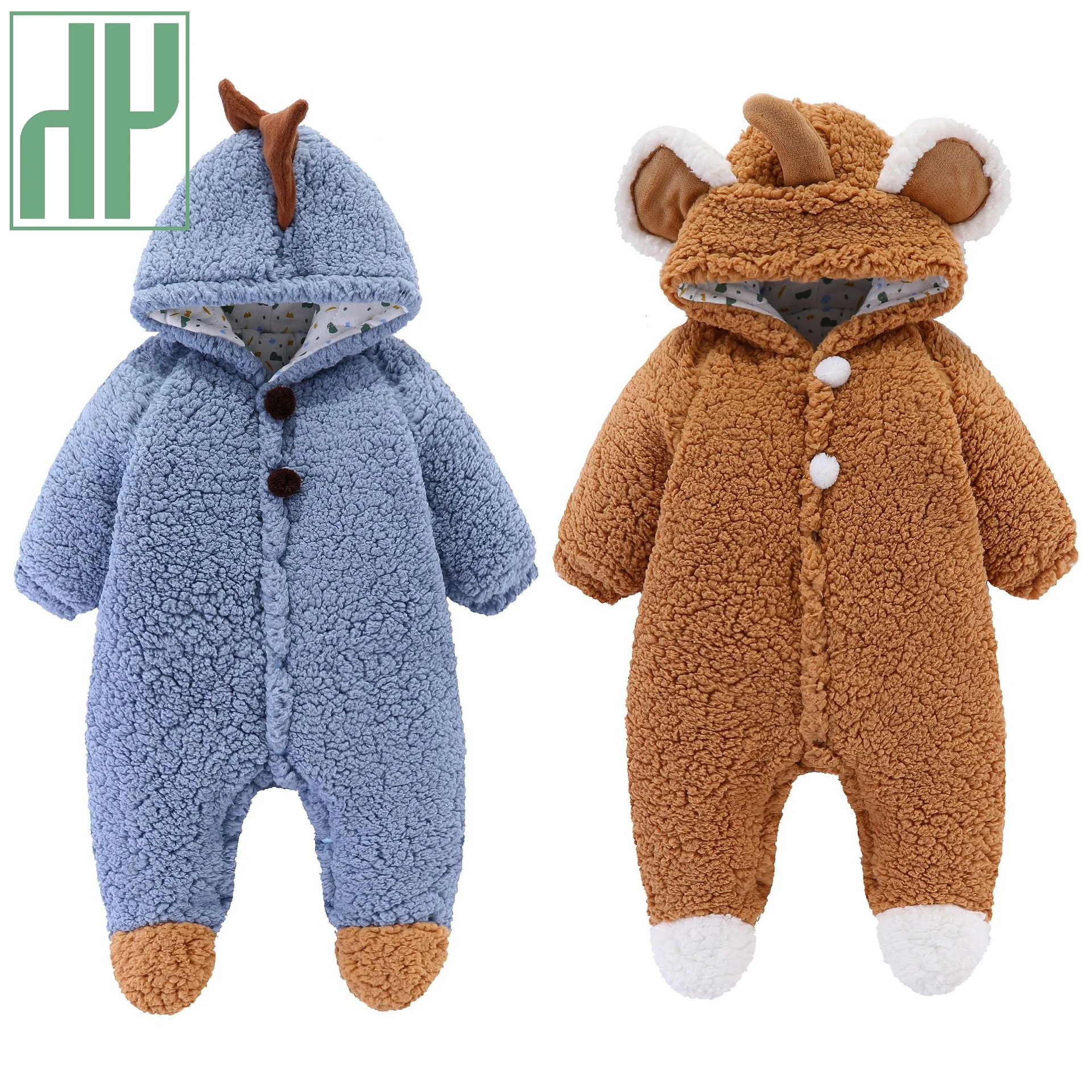 

Newborn Baby Boy Romper Girls Winter Jumpsuit Cute Long Sleeve With Hooded Cotton Soft Cartoon Animal Pajamas for 0-24 Month