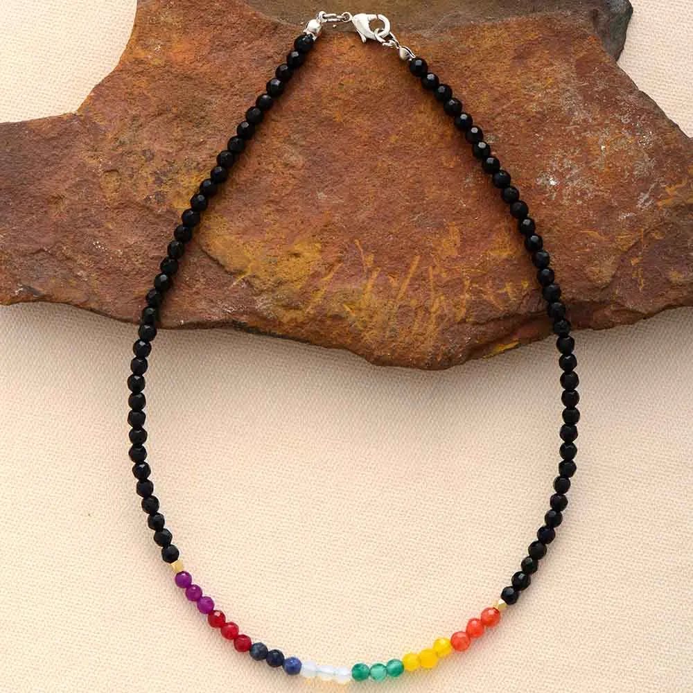 7 Color Chakra Necklaces Semi Precious Stone Choker Necklace Women New Fashion Beaded Short Necklaces Jewelry