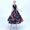Black Floral Fashion Sleeveless Dress For Barbie Clothes Party Gown Princess Dancing Dresses 1/6 BJD Dolls Accessories Kids Toy