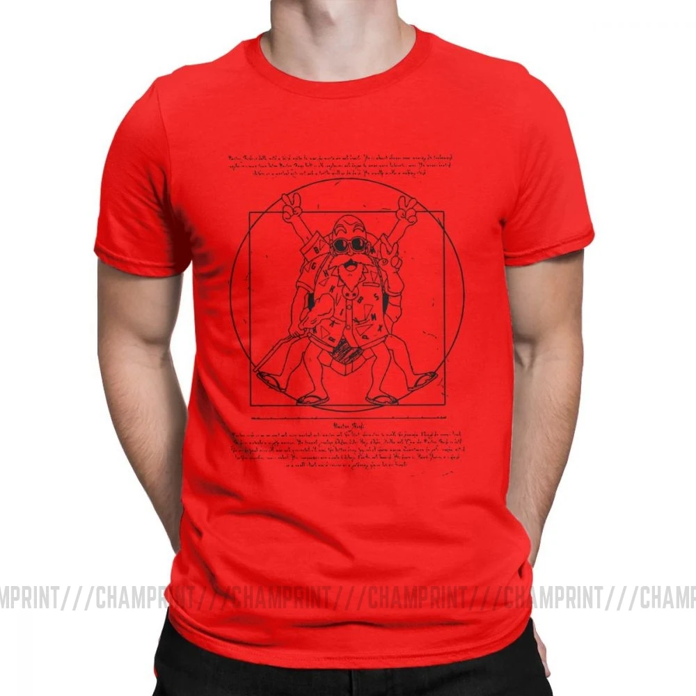 Мужская футболка Vitruvian Roshi Dragon Ball Z, забавная футболка из чистого хлопка с коротким рукавом, футболка Goku Super Saiyan Vegeta Dbz, футболка в стиле Харадзюку - Цвет: Красный