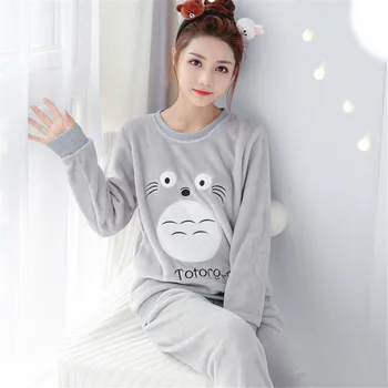 

Fleece pajama set women Flannel pajamas for women warm womens pajamas sleepwear Cartoon women pajamas sets autumn winter pijama