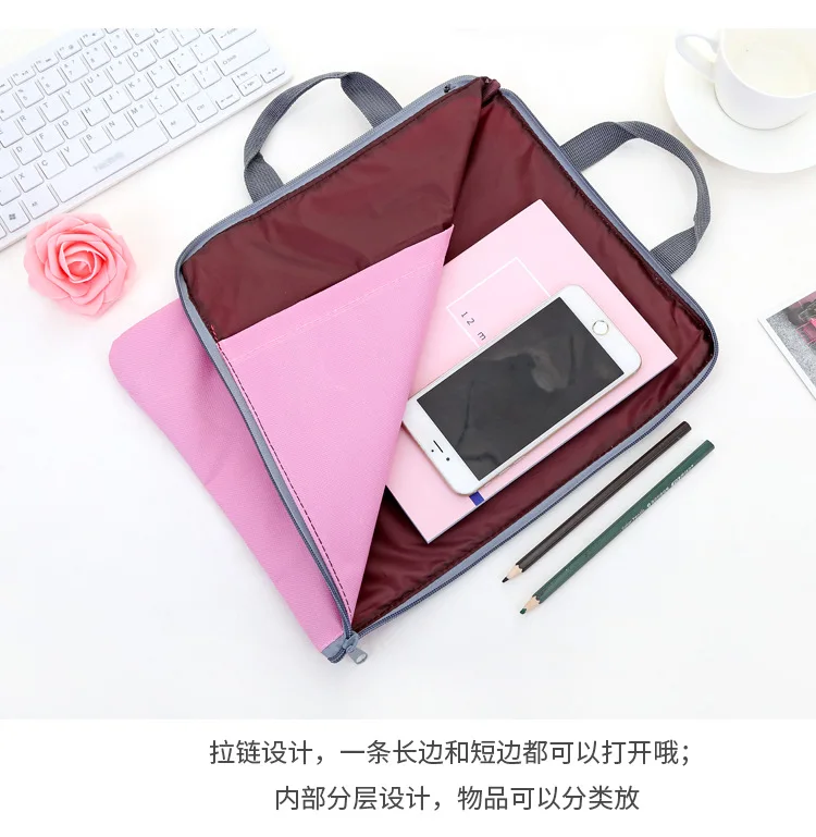 Korean-style Elegant Zipper Multifunctional Portfolio Hand Apple iPad Mobile Phone Elegant Oxford Cloth Briefcase Customizable