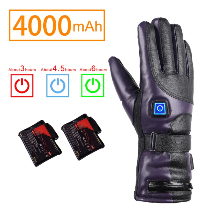 Перчатки из искусственной кожи с электрическим подогревом зимние теплые с аккумулятором для мотоцикла G66
