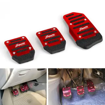 

General Aluminum Manual Transmission 3 pcs Non-Slip Car Pedal Blue, Red, Silver Cover Set Brake Pads Kit