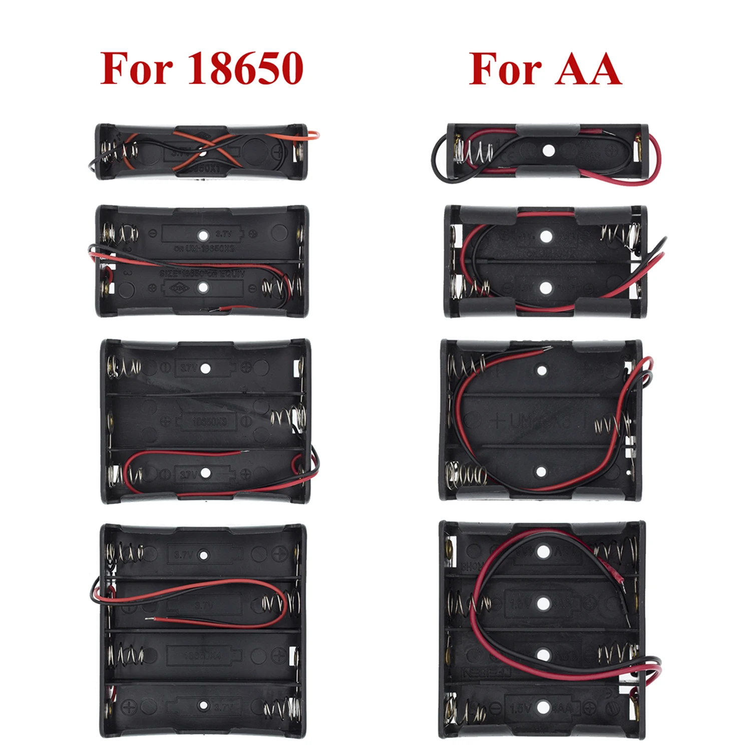 New AA/18650 Power Bank Cases 1X 2X 3X 4X 18650 Battery Holder Storage Box Case 1 2 3 4 Slot Batteries Container With Wire Lead |