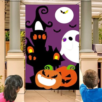 

Halloween Bean Bag Toss Games,Pumpkin Bean Bag Toss Games with 3 Bean Bags Halloween Games for Families with Kids Travel Games