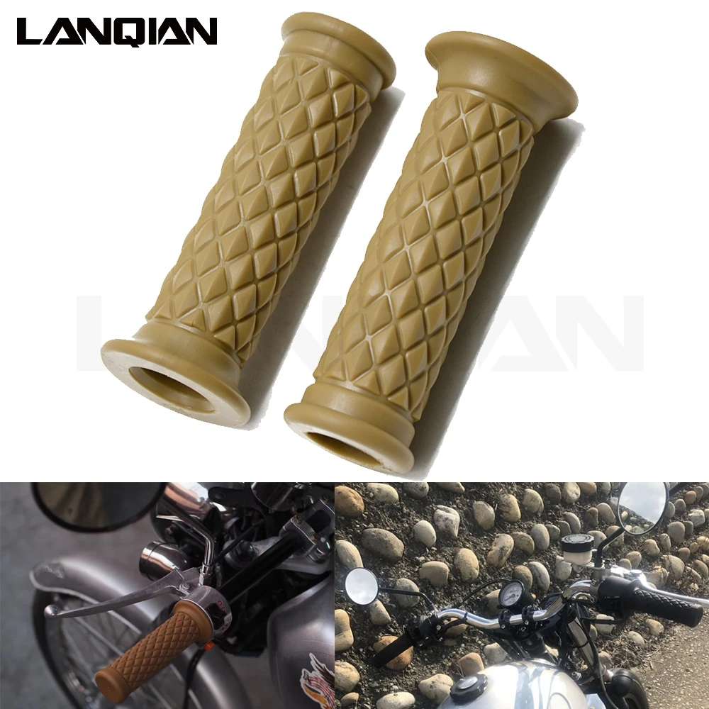 New Vintage Cafe Racer Motorcycle Hand Grips Rubber Handle Bar 7/8&quot 22mm For HONDA KAWASAKI YAMAHA SUZUKI DUCATI | Автомобили и