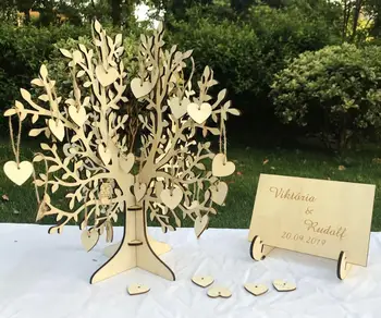 

Personalized Wedding Guest Book 3D tree Guest Book Wishing Tree Wooden Hearts Pendant Drop Ornaments for Wedding Party Decor