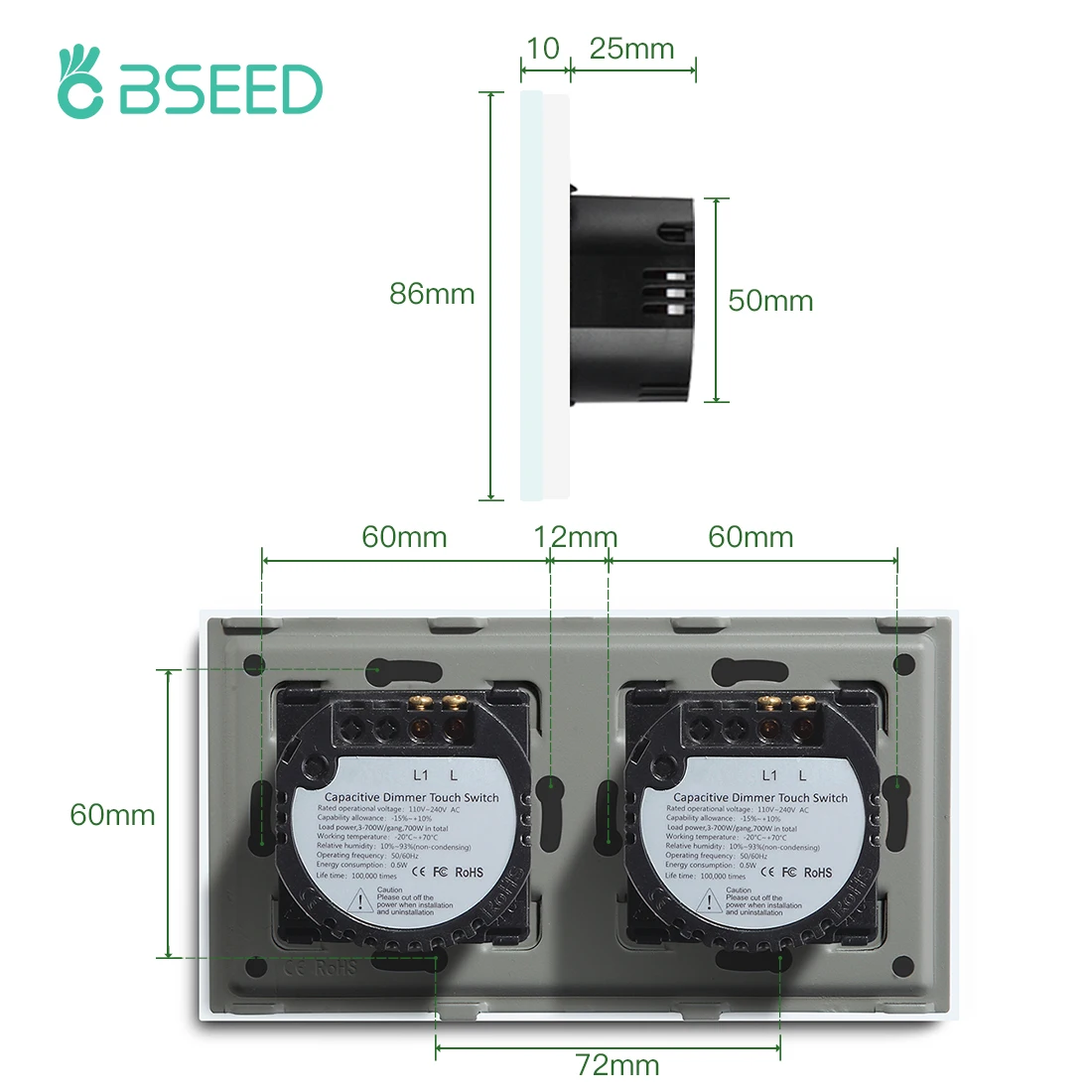 bseed duplo 1gang 1way dimmer toque interruptor 01