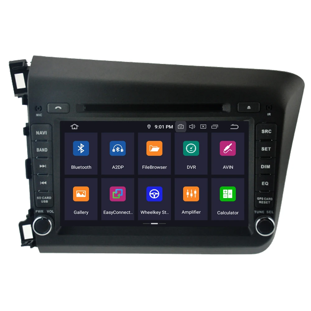 Clearance RoverOne Car Multimedia Player For Honda For Civic 2012 2013 2014 Android 9.0 4G+64G DVD GPS Navigation Stereo Radio Bluetooth 3