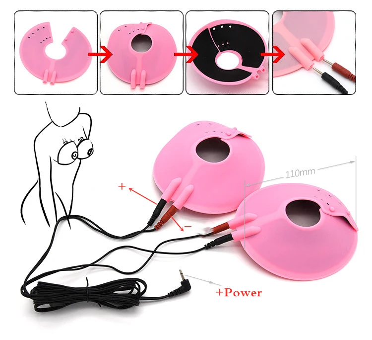 Electro Shock Nipple Clamp Clitoris Clip Labia Clip Massage Pad Strong BDSM Electro Stimulate Breast Flirting Sex Toy For Couple electro sex toys electric sex toys