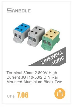 2 шт. 50мм2 клеммный блок алюминиевый тип 800 в однополюсный переключатель 1P DIN рейка монтажный направляющий Электрический медный JUT10-50