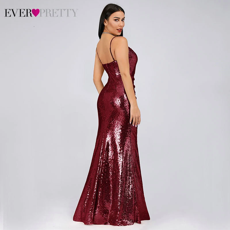 Блестящие вечерние платья Ever Pretty на тонких бретелях, с блестками, v-образный вырез, открытая спина, сексуальные длинные вечерние платья Русалка, Abiye Gece Elbisesi