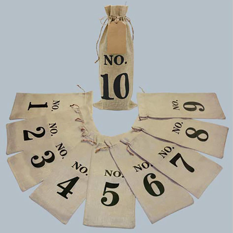 Details about   10pcs Burlap Wine Bags With Tags For Blind Tasting Numbered Hessian Cloth Glass