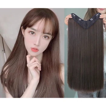 

U-Part Clip in Hair Extension Straight & Wavy Ombre One Piece Head Long Natural False Synthetic Hairpieces