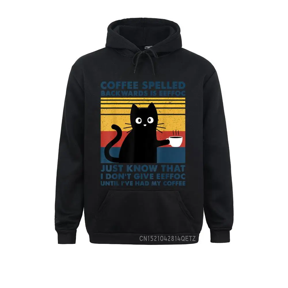 

Long Sleeve Hoodies Sweatshirts Coffee Spelled Backwards Is Eeffoc Cats Drink Coffee Funny Chic Geek Sportswears 2021 Fashion