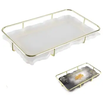 

Silicone Resin Tray Molds Large Coaster Molds Platter Molds Irregular Epoxy Mould with Heavy Metal Frame for DIY Resin Tray