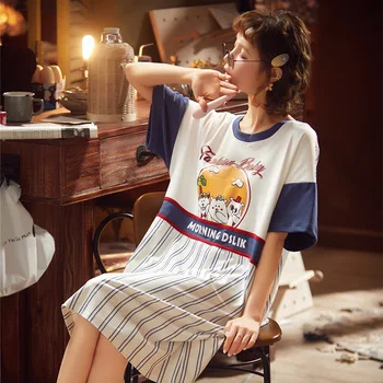

Night Gown Sleepwear Women 100% COTTON Ropa Para Dormir Mujer Womens Lingerie Nightgown