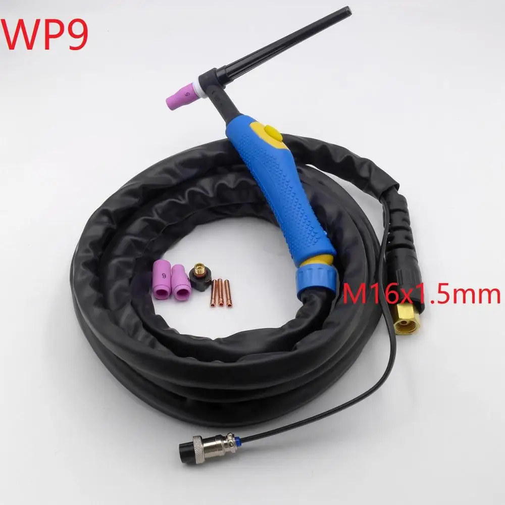 WP-9 WP9 TIG Torch Burner Hose Argon Welding Accessories 4 Meters 12 Feet Air Cooled M16x1.5mm