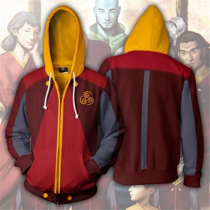B Уличная одежда для мужчин и женщин, толстовки на молнии, Аватар, Airbender, 3d принт, куртка с капюшоном для мальчиков, Harajuku, Толстовка для косплея - Цвет: B